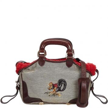 Pre Owned Fendi Brown Canvas Squirrel Du Jour Satchel 