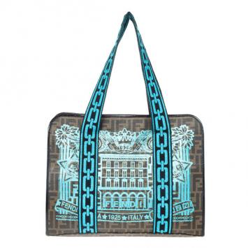 Pre Owned Fendi Brown Zucca Graffiti Print Tote