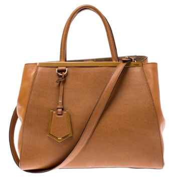 Pre Owned Fendi Tan Leather Medium 2Jours Tote
