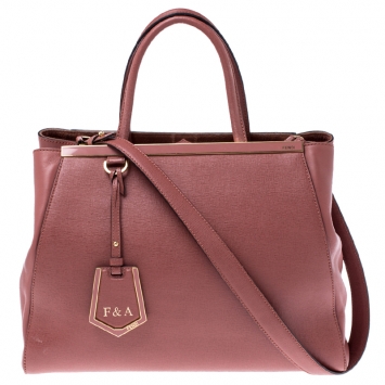 Pre Owned Fendi Old Rose Leather Medium 2jours Tote