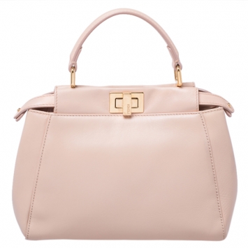 مملوكة مسبقًا Fendi Peach Leather Mini Peekaboo Top Handle Bag