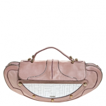 Pre Owned Fendi Pink Leather Mini Vanity Shoulder Bag