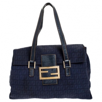مملوكة مسبقًا  Fendi Blue Zucchino Canvas and Leather Forever Satchel 