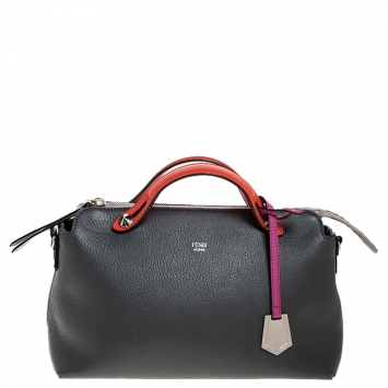 مملوكة مسبقًا Fendi Grey/Orange Leather By The Way Boston Bag 
