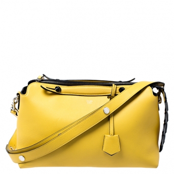 Pre Owned Fendi Yellow Leather Medium By The Way Boston Bag