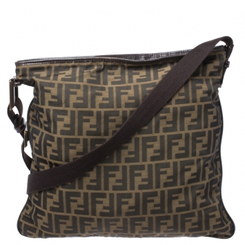 Pre Owned Fendi Tobacco Zucca Canvas Messenger Bag