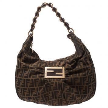 Pre Owned Fendi Tobacco Zucca Canvas Mia Hobo