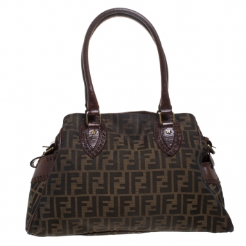 Pre Owned Fendi Tobacco Zucca Canvas Chef du Jour Satchel