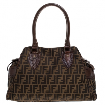 Pre Owned Fendi Tobacco Zucca Canvas Chef De Jour Bag