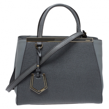 Pre Owned Fendi Grey Leather Mini 2Jours Tote