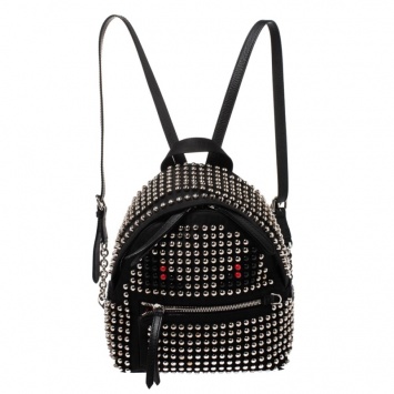 Pre Owned Fendi Black Nylon Monster Studs Mini Black Backpack