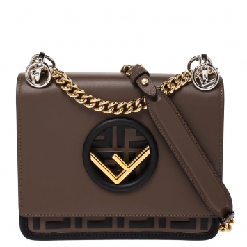 Pre Owned Fendi Brown Leather Mini Kan I Shoulder Bag