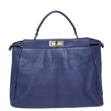 Pre Owned Fendi Purple Leather Large Peekaboo Top Handle Bag
