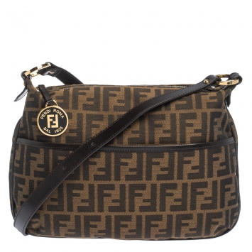 Pre Owned Fendi Tobacco Zucca Canvas Crossbody Bag
