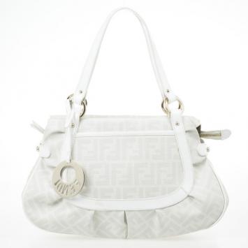 Pre Owned Fendi Cream Zucca Chef Hobo