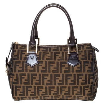 مملوكة مسبقًا Fendi Tobacco Zucca Canvas and Leather Medium Chef Boston Bag