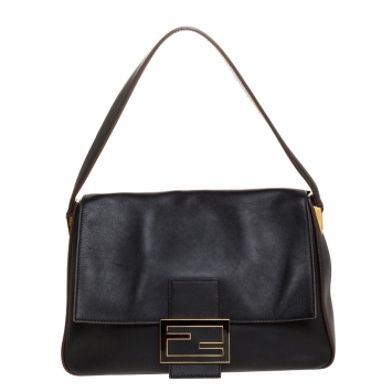 Pre Owned Fendi Black Leather Mama Forever Shoulder Bag