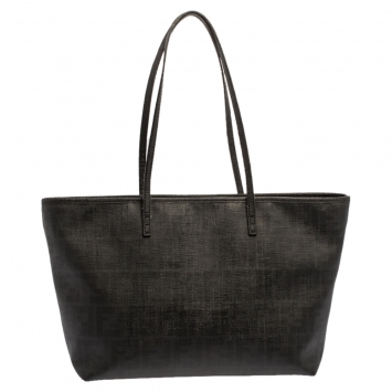Pre Owned Fendi Black Zucca Coated Canvas Spalmati Roll Shopper Tote