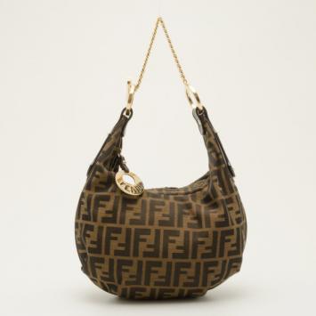 Pre Owned Fendi Zucca Chef Chain Hobo Bag 