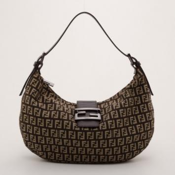 Pre Owned Fendi Zucchino Monogram Hobo Bag