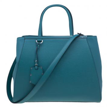 Pre Owned Fendi Turquoise Leather 2jours Tote