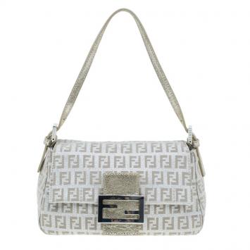 Pre Owned Fendi Gold and Silver Zucchino Mini Mama bag