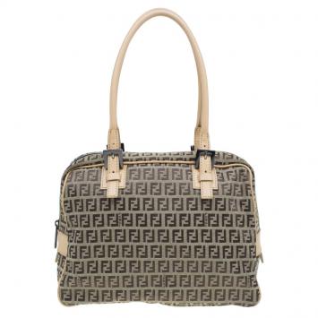 مملوكة مسبقًا Fendi Brown Zucchino Canvas Boston Bag