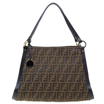 Pre Owned Fendi Brown Zucca Canvas Shoulder Bag