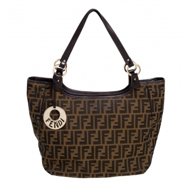 Pre Owned Fendi Tobacco Zucca Canvas and Leather Chef Shopper Tote