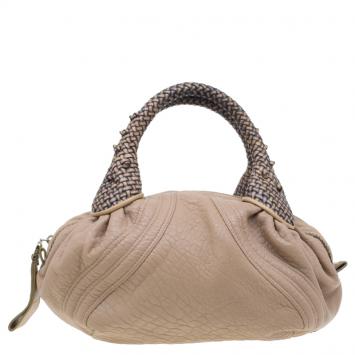 Pre Owned Fendi Beige Nappa Leather Baby Spy Bag