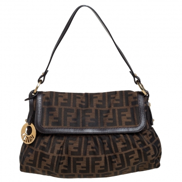 Pre Owned Fendi Tobacco Zucca Canvas and Leather Borsa Chef Bag