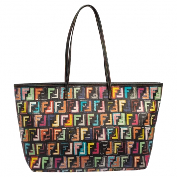 Pre Owned Fendi Multicolor Zucca Coated Canvas Large Roll Tote