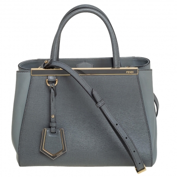 Pre Owned Fendi Grey Leather Mini 2jours Tote