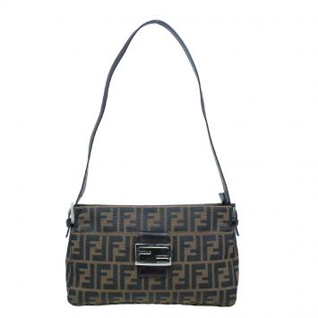 Pre Owned Fendi Brown Tobacco Zucca Long Baguette Shoulder Bag