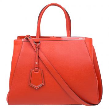 Pre Owned Fendi Orange Saffiano Leather 2jours Tote Bag