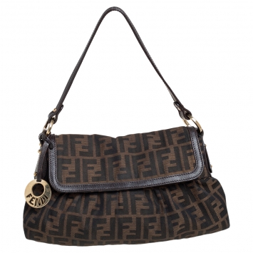 Pre Owned Fendi Toabcco Zucca Print Canvas and Leather Borsa Chef Bag