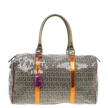مملوكة مسبقًا Fendi Multicolor Zucchino Canvas/Sequin Overnight Duffel Bag