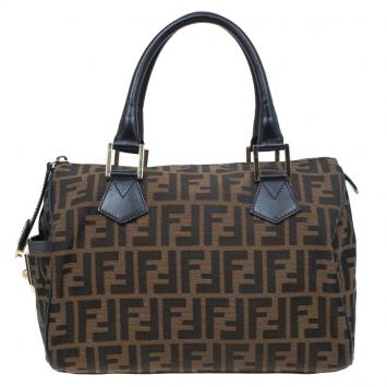 مملوكة مسبقًا Fendi Tobacco Zucca Canvas Medium Boston Bag