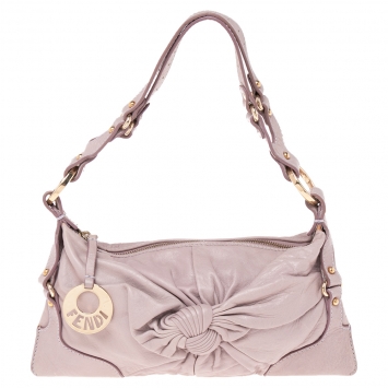 Pre Owned Fendi Rose Pink Leather Knot Baguette 