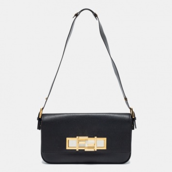 Pre Owned Fendi Black Leather 3Baguette Shoulder Bag