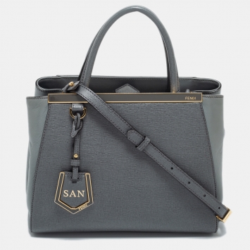 Pre Owned Fendi Grey Leather Small 2Jours Tote