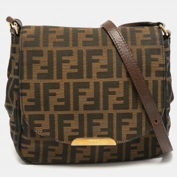 Pre Owned Fendi Tobacco Zucca Canvas and Leather Crossbody Bag