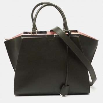 Pre Owned Fendi Dark Green Leather Medium 3Jours Tote