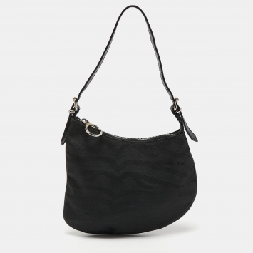 Pre Owned Fendi Black Canvas and Leather Oyster Hobo