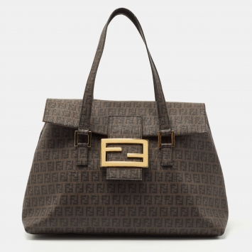 Pre Owned Fendi Brown Zucca Canvas Large Forever Tote