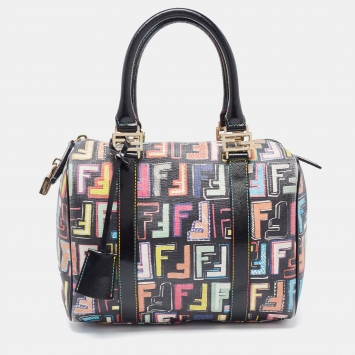Pre Owned Fendi Multicolor Coated Canvas Forever Bauletto Boston Bag