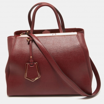 مملوكة مسبقًا Fendi Dark Red Leather Medium 2Jours Tote