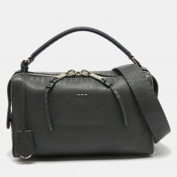 Pre Owned Fendi Grey Selleria Leather Lei Boston Bag 
