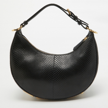 Pre Owned Fendi Black Python Fendigraphy Hobo