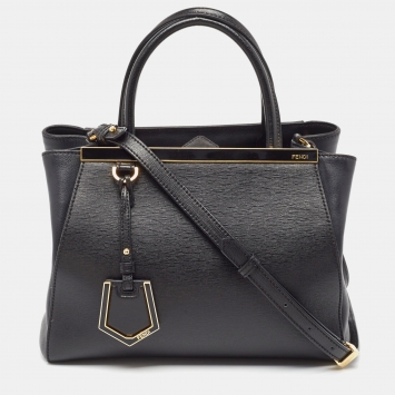 Pre Owned Fendi Black Leather Petite Sac 2jours Tote